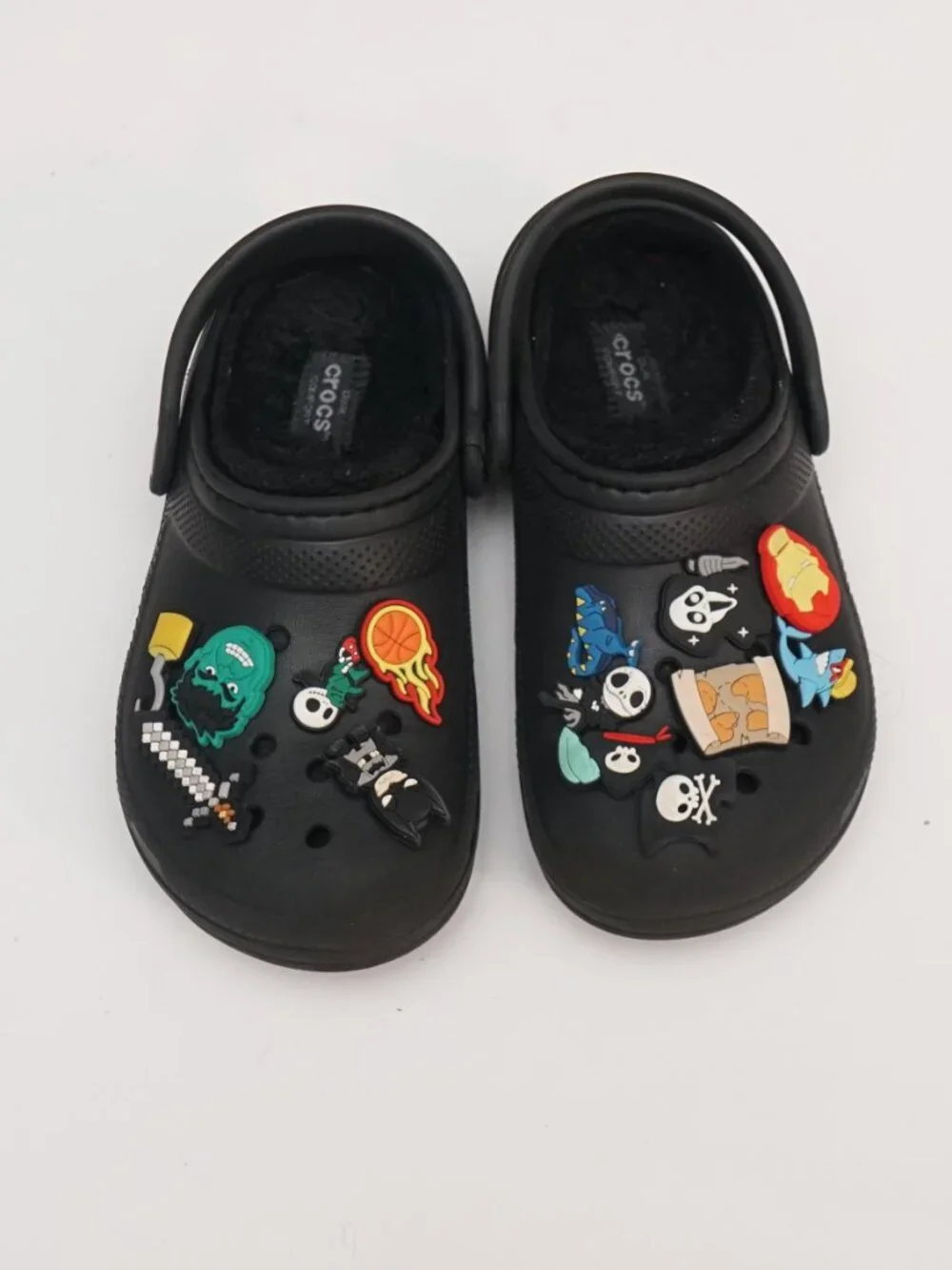 Crocs Kids Size J1  Black Clog Shoes With Croc Charms